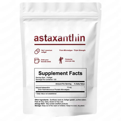 Astaxanthine 12 mg, 120 capsules molles, approvisionnement de 4 mois