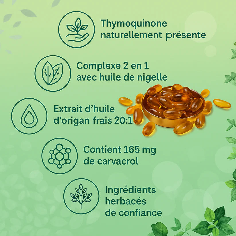 Huile d'origan à l'huile de nigelle