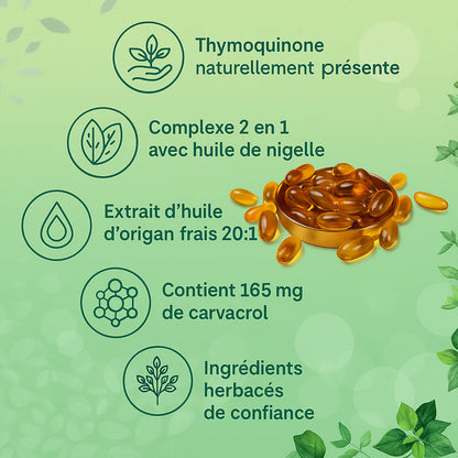 Huile d'origan à l'huile de nigelle