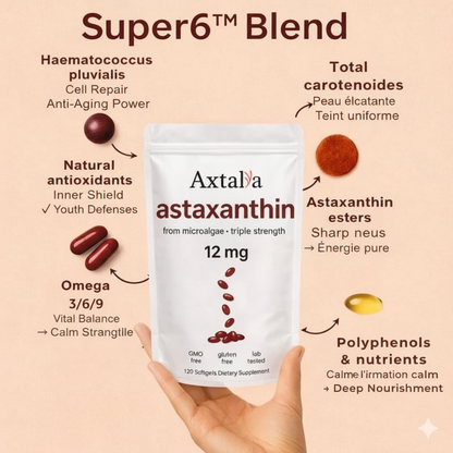 Astaxanthine 12 mg, 120 capsules molles, approvisionnement de 4 mois