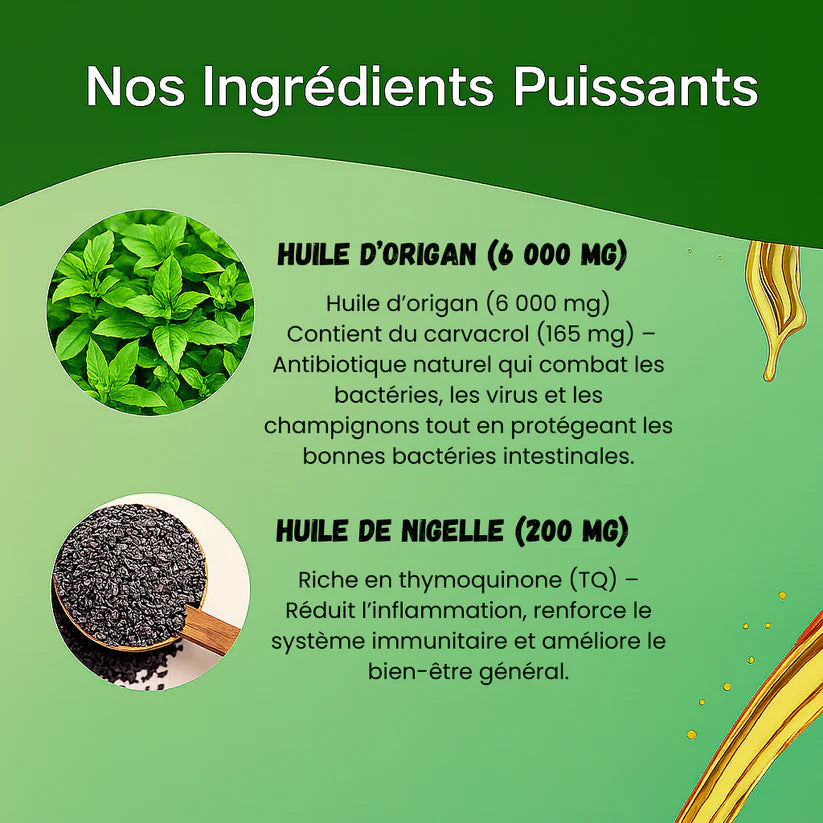 Huile d'origan à l'huile de nigelle