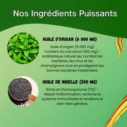 Huile d'origan à l'huile de nigelle